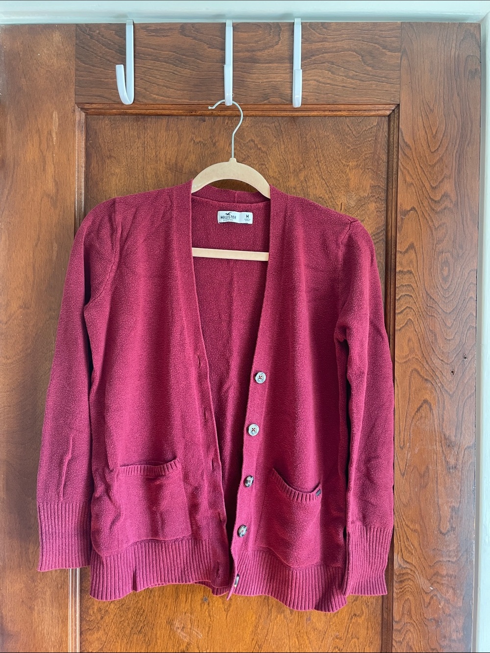 Hollister Women's Burgundy Button-Front Cardigan
